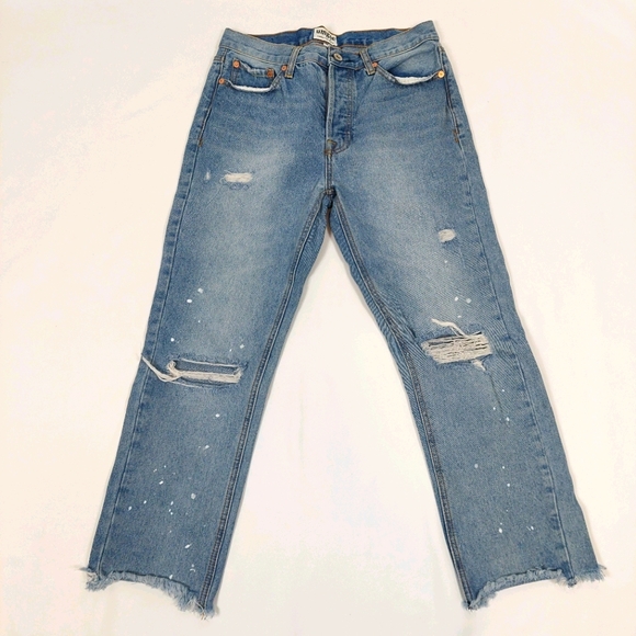 Umgee Denim - UMGEE BOYFRIEND DISTRESSED PAINT SPLATTERED JEANS
